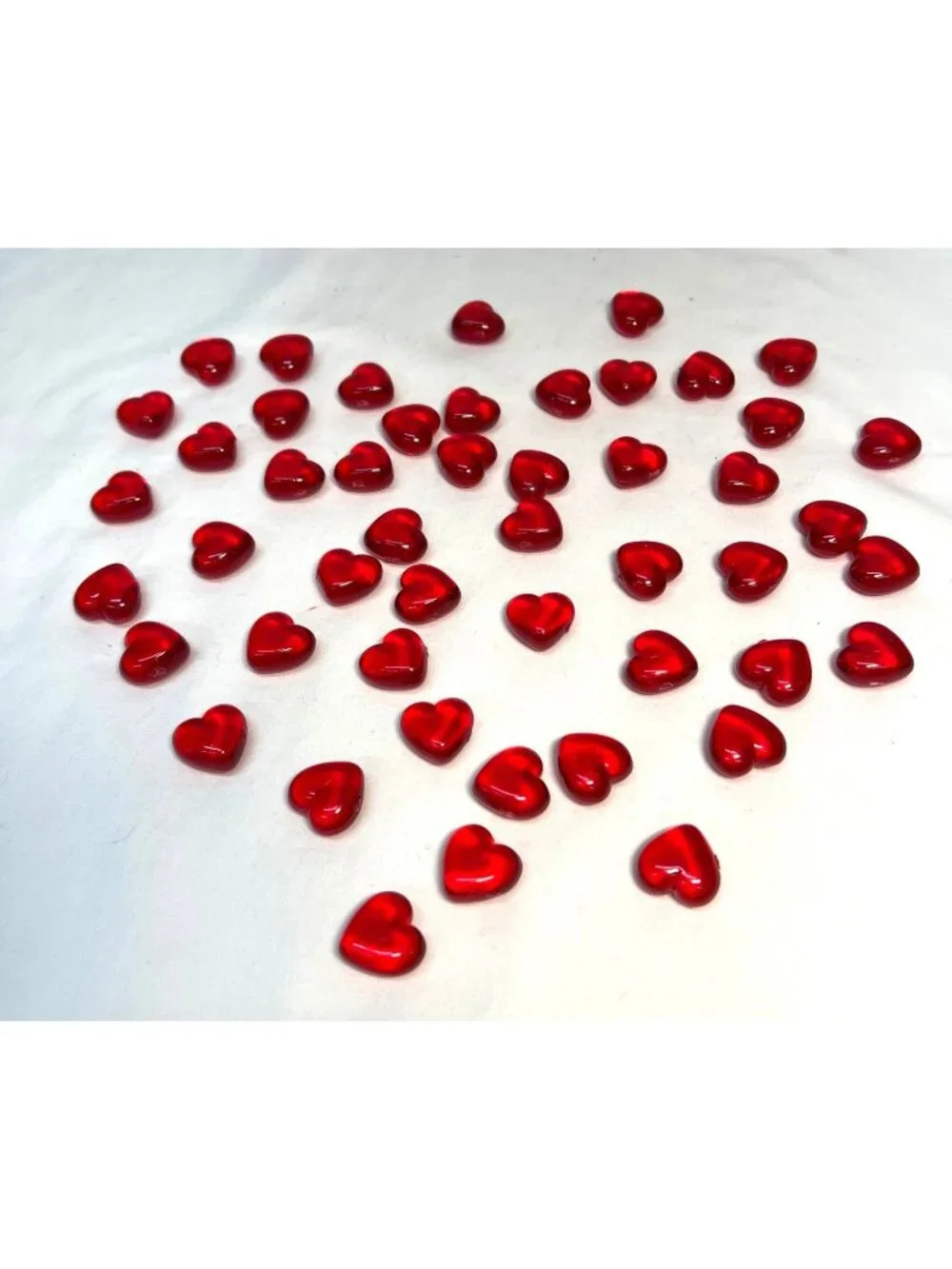 Red Heart-Shaped Acrylic Gems Table Scatter 49 Pieces